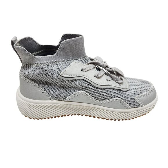 Knitted Womens Gray High-Top Sneakers With Lace-Up Closure Size 7.5 - Picture 7 of 12
